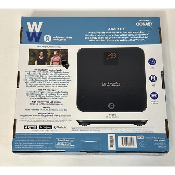 WW by Conair Bluetooth Body Weight Scale 400lb Smart Digital App Sync - Picture 2 of 2